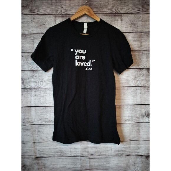 You Are Loved God Small Religious Christian Black T Shirt - Picture 1 of 5